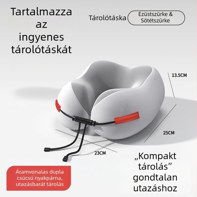 Memóriahabos U-alakú utazó párna a nyaki támasztáshoz — ideális repülőhöz, autóhoz és vonathoz