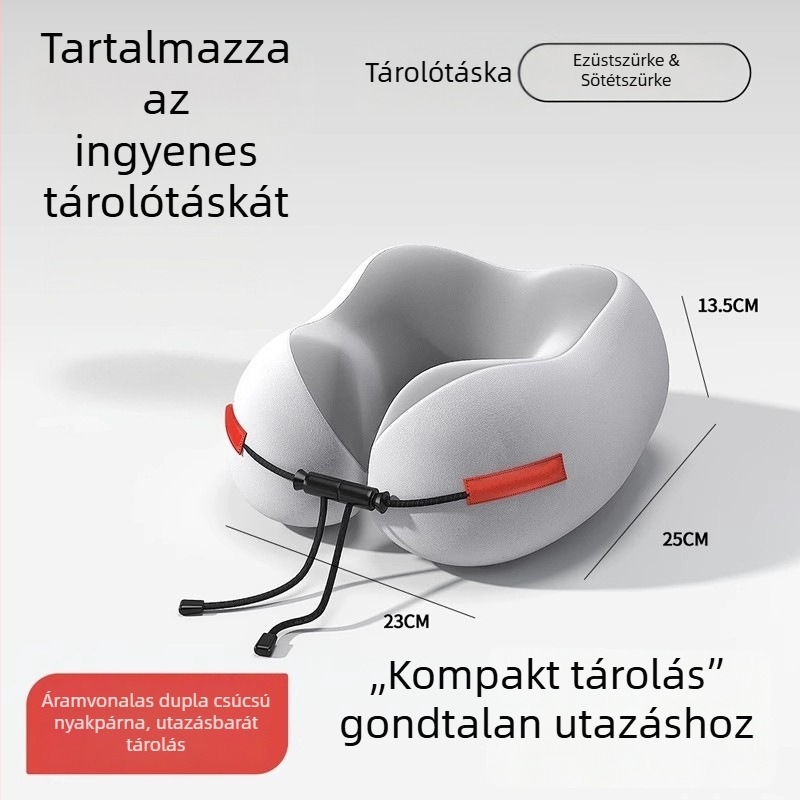 Memóriahabos U-alakú utazó párna a nyaki támasztáshoz — ideális repülőhöz, autóhoz és vonathoz