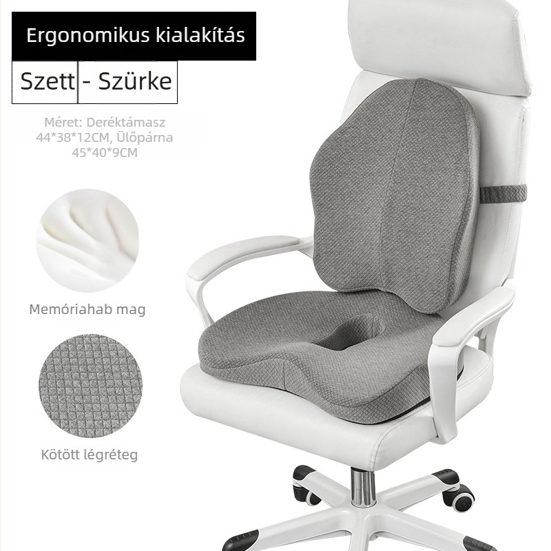Memóriahabos ülőpárna irodába és autóba; deréktámasz és hosszú ülés támogatása; csípőpárna kismamáknak.