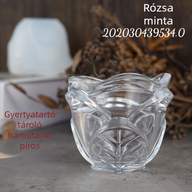 Roz alakú szilikon öntőforma epoxigyanta számára – gyertyatartó, tároló doboz és hamutartó, tükrös felülettel