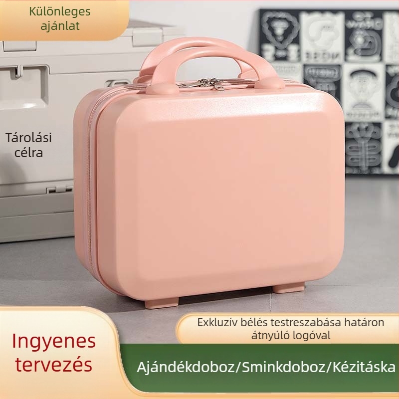 Macaron-stílusú kis bőrönd, kompakt kozmetikai táska, 14 hüvelykes kézitáska, ajándékdoboz