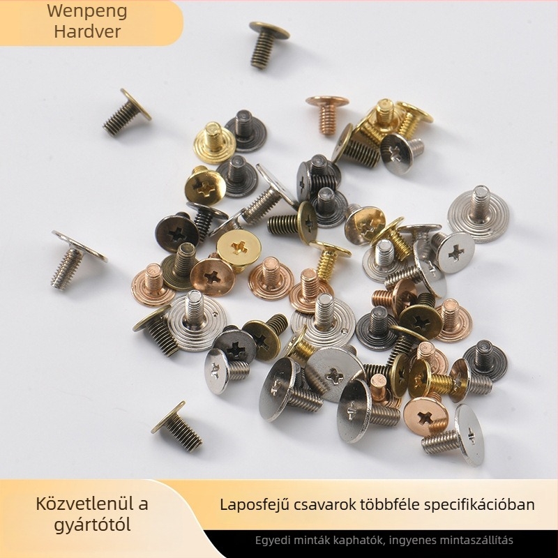 Nagy laposfejű csavarok táskákhoz, cipőkhöz és kiegészítőkhöz – teljes hardver csavarválaszték, kisebb csavarokkal