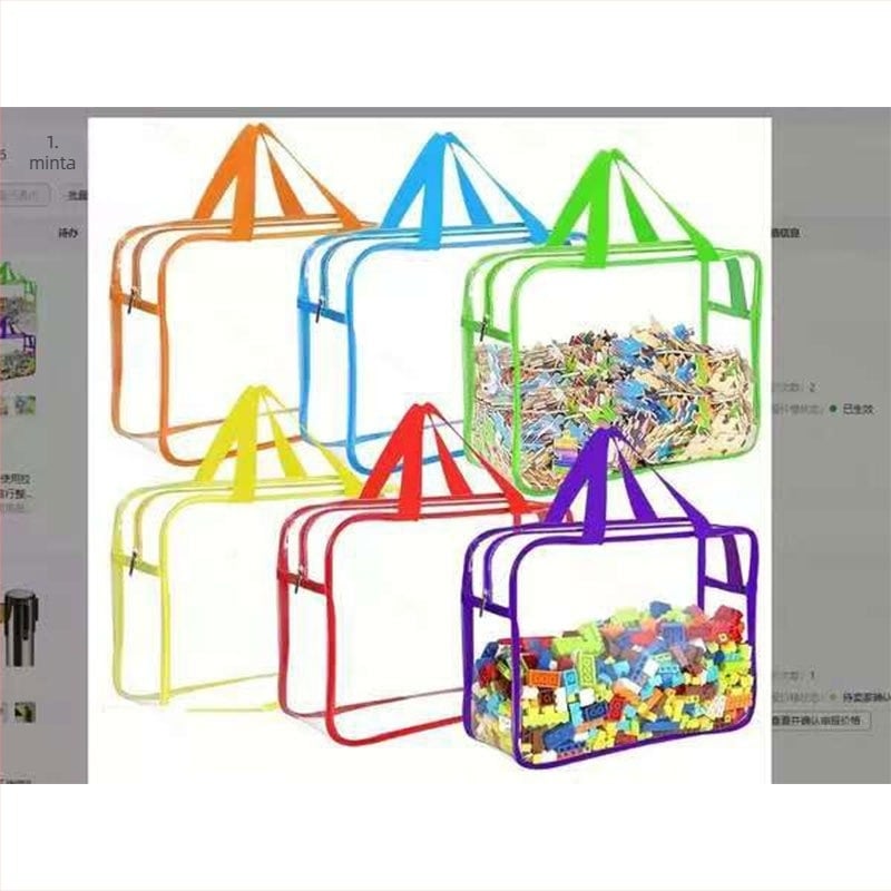 Átlátszó PVC tároló táska cipzárral – játékok, strandos puzzle, építő elemek és kozmetikumok tárolására