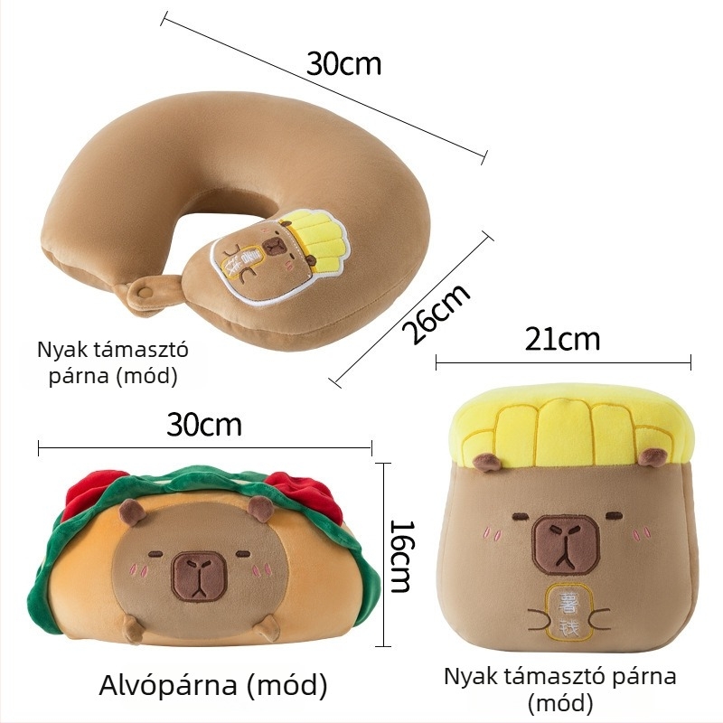 Kétfunkciós U-alakú nyakpárna irodai sziesztához, hab töltet, logó nyomtatható