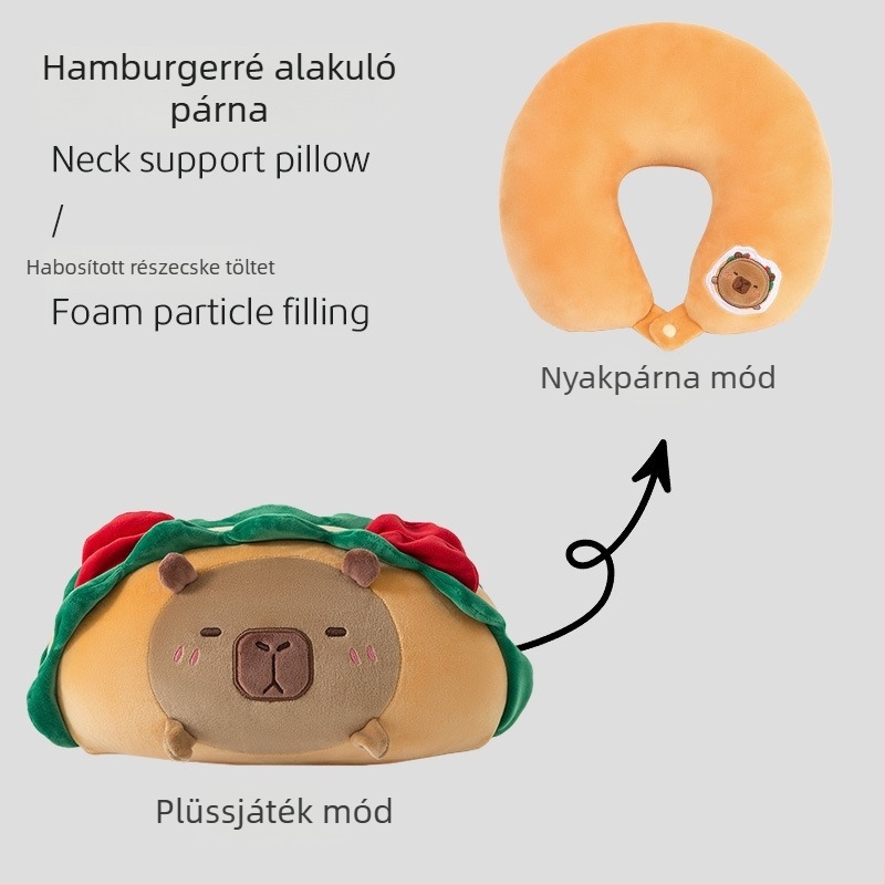 Kétfunkciós U-alakú nyakpárna irodai sziesztához, hab töltet, logó nyomtatható