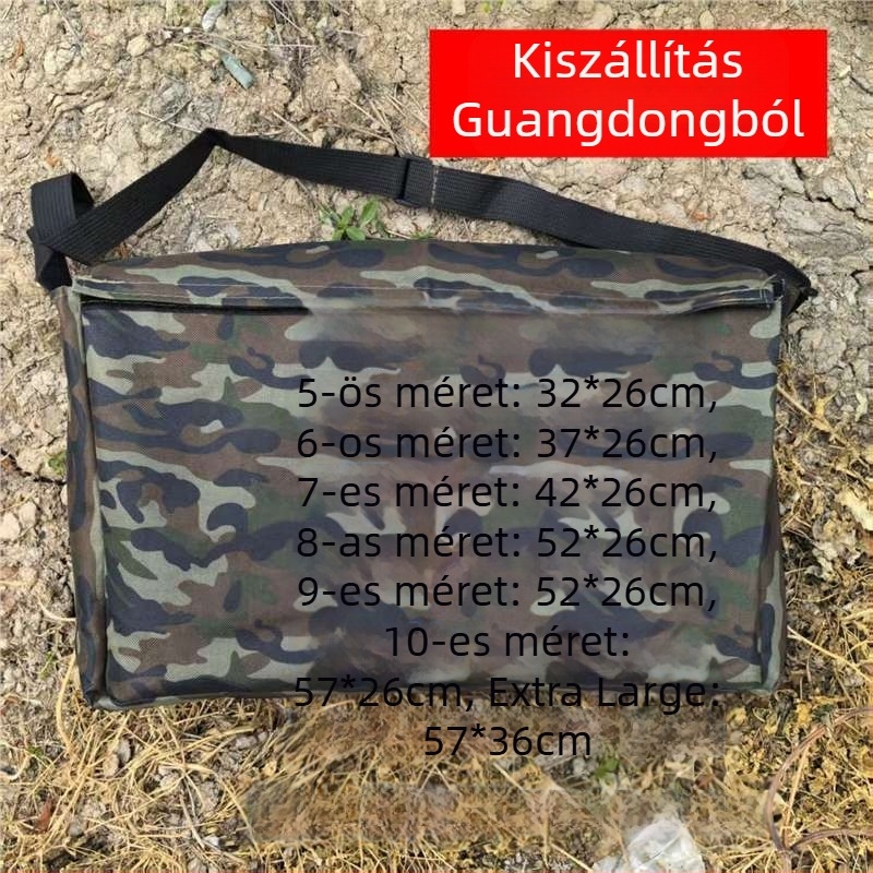 Vízálló kamufláž vászontáska szerszámokhoz és horgász felszereléshez, vállon hordható