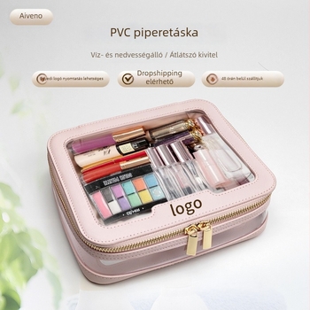 Átlátszó PVC utazótáska fogantyúval, nagy kapacitású, vízálló