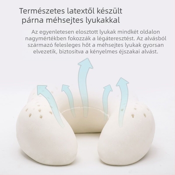 Természetes latexból készült U-alakú nyakpárna autóhoz, utazáshoz és rövid pihenéshez