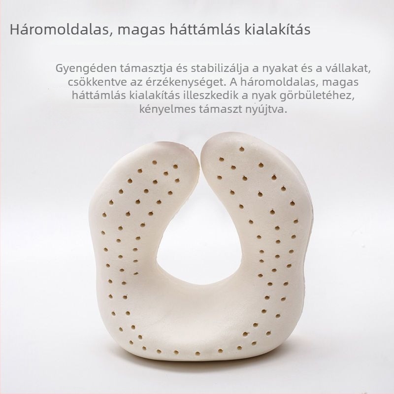 Természetes latexból készült U-alakú nyakpárna autóhoz, utazáshoz és rövid pihenéshez