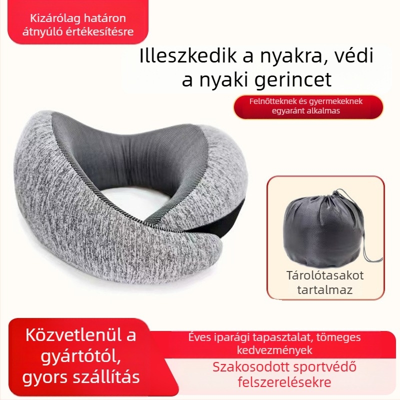 Memóriahabos U-formájú nyakpárna irodai és utazási célokra, hordozható, mosható, csigaformájú dizájn