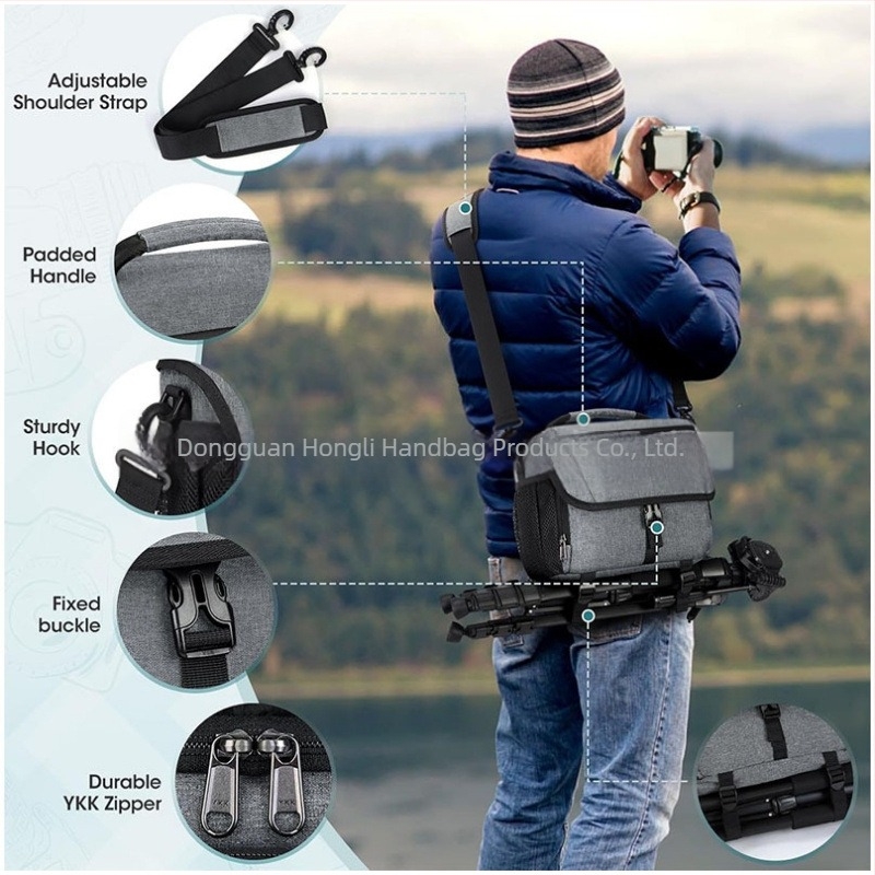 Vízálló DSLR kamera táska állványtartóval, esővédővel és több tároló rekesszel