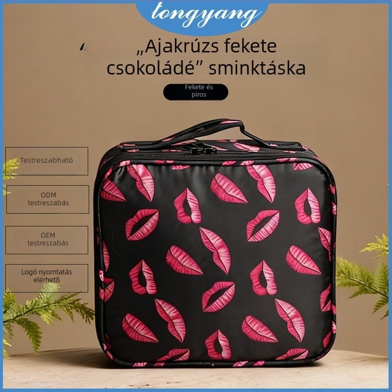 Könnyen hordozható sminktáska osztókkal, nagy kapacitás, kézi hordozás