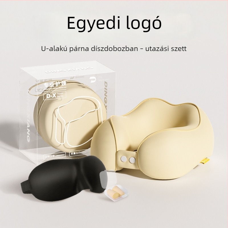 U-alakú nyakpárna utazáshoz és repüléshez, memóriahabbal töltve