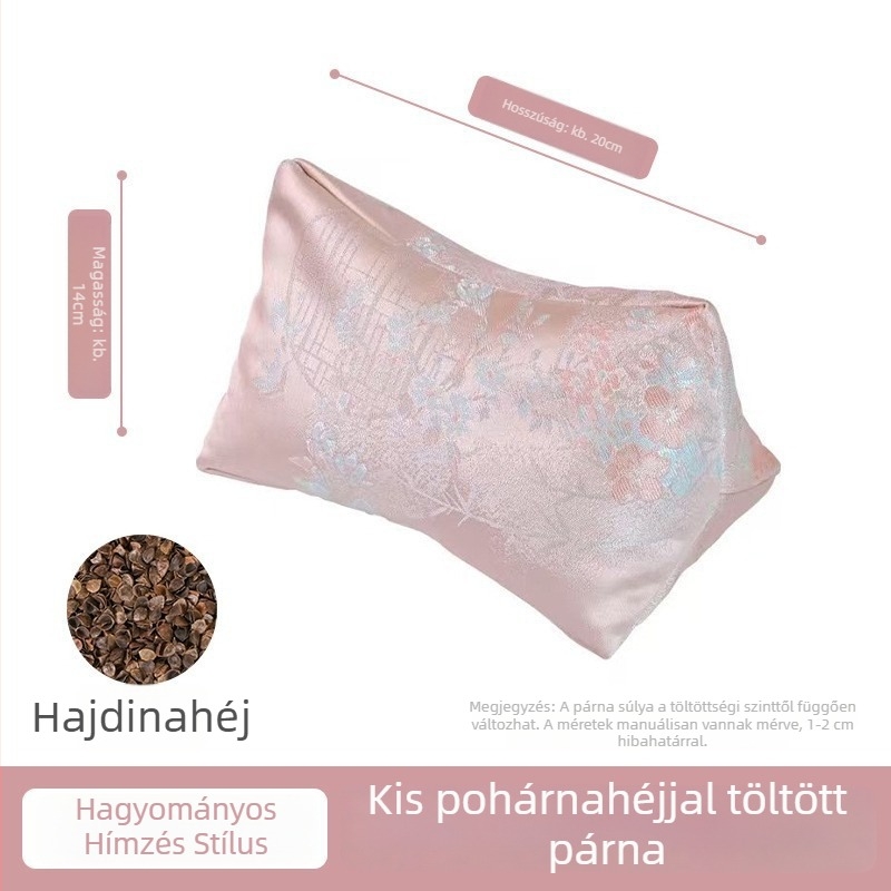 Kínai stílusú brokát nyaki párna hajdinával töltve, hullámos formájú, irodai pihenéshez és otthoni feltöltődéshez; kézzel készített, magja szójafehérje rost.