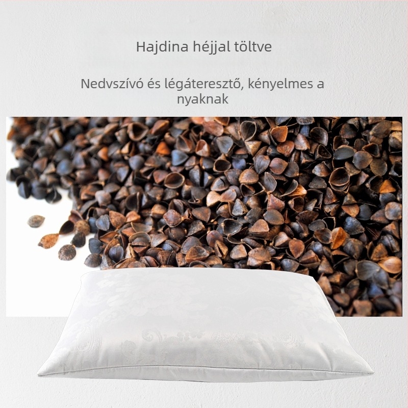 Hajdina párna hajdina töltettel, téglalap alakú, 1.1-1.5 kg, felnőtteknek, légáteresztő, nyaki gerinc támogatás