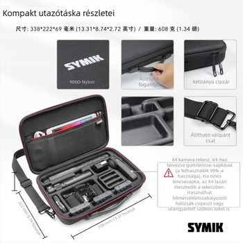 SYMIK tárolótáska Insta360 X4/X5 akciókamera számára, hordozható váll- és kézitáska, nyomásálló és ütésálló