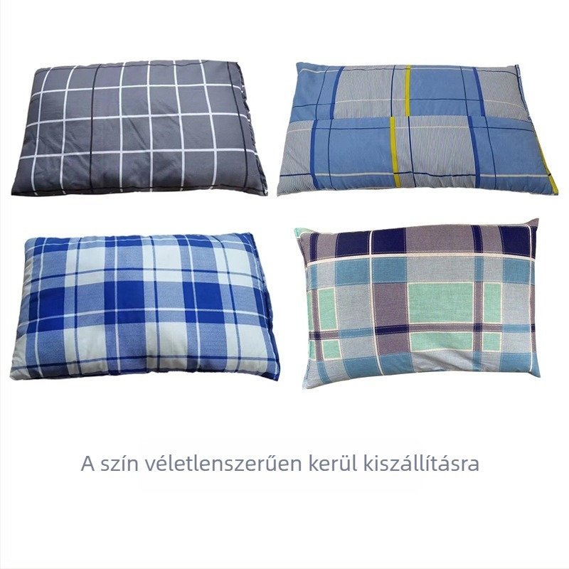 Párna rizshéjból, hajdinahéjból és köleshéjból, nyaki támasz, téglalap alakú, kék, egyszemélyes