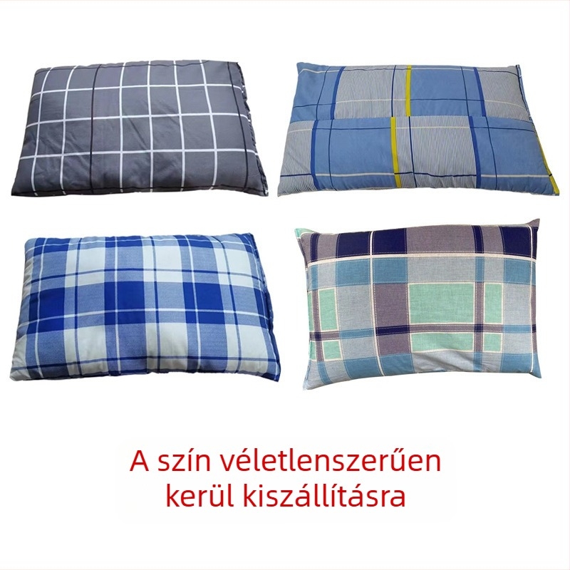 Párna rizshéjból, hajdinahéjból és köleshéjból, nyaki támasz, téglalap alakú, kék, egyszemélyes