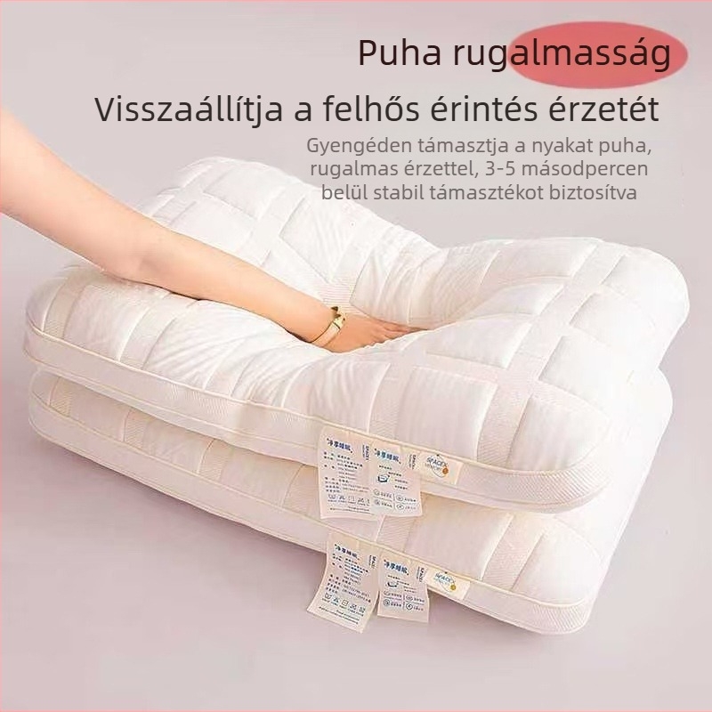 Felnőtt nyaki gerincet támogató párna, magas rugalmasságú, puha, téglalap alakú, poliészter rost töltőanyag
