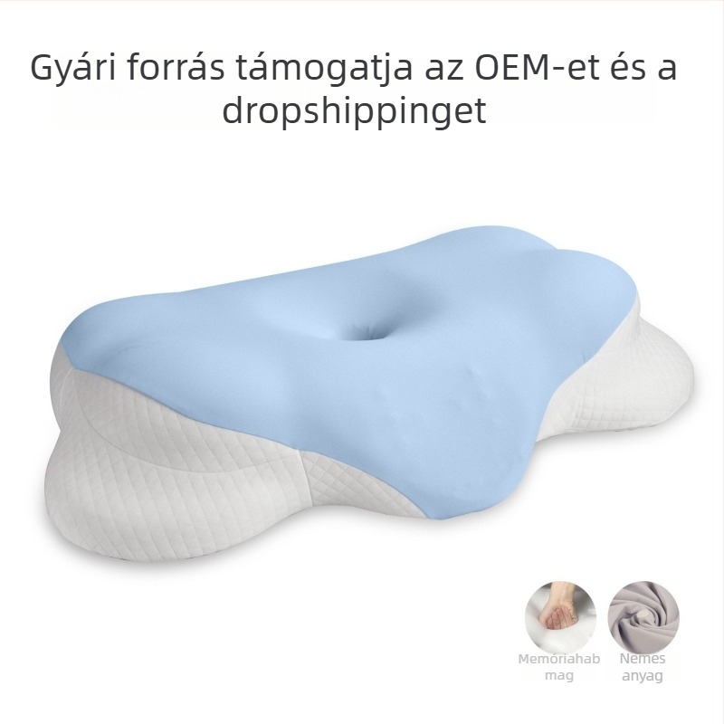 Felhő alakú nyaki gerincet támogató párna memóriahab töltettel és Ice Silk hűtő huzattal