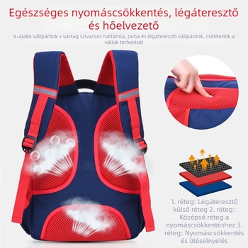 Általános iskolás hátizsák fiúknak és lányoknak logónyomtatással, terheléscsökkentő ergonómiai kialakítás, Oxford anyag
