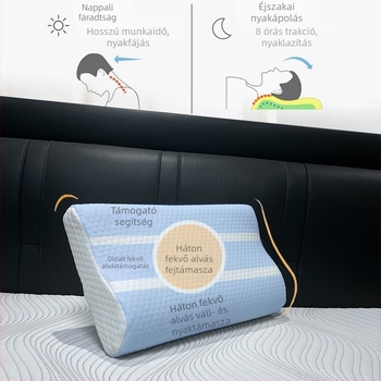 Sleeping Square memóriahabos nyakpárna hullámos formával, lassú visszatéréssel, felnőtteknek