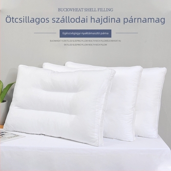 Hajdina töltésű párna 100% pamut huzattal, nyaki támasz, téglalap alakú, puha és rugalmas