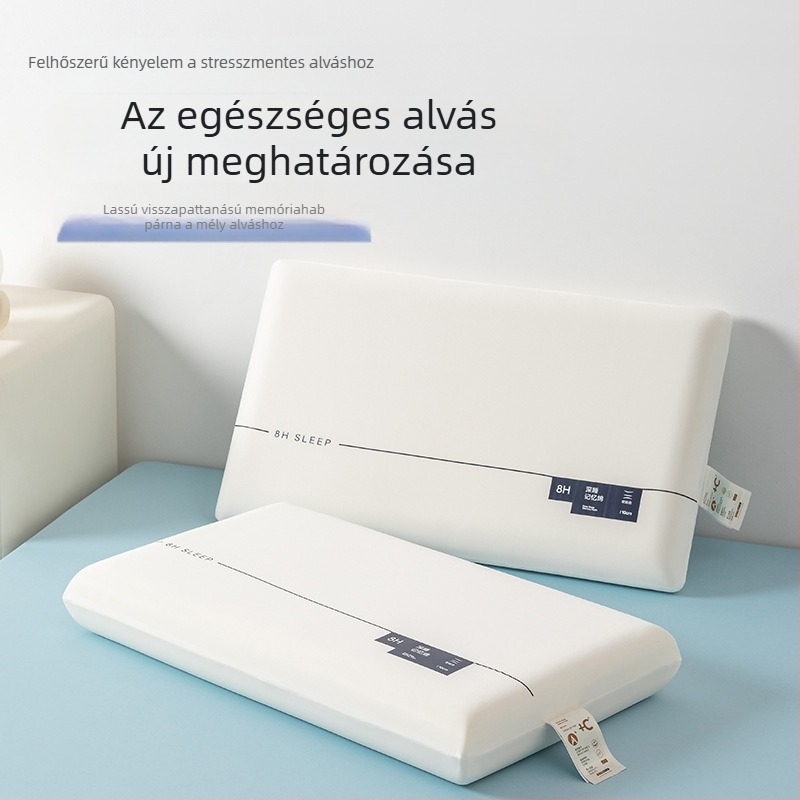 Memóriahab párna magja nyaki támasztásra – felnőttek, uniszex, téglalap alakú, magasság 5–10 cm, tömeg 1,0–1,5 kg, mély alvás, lassú visszaalakulás