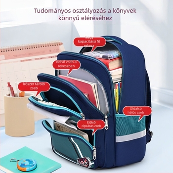 Nagy kapacitású iskolatáska fiúknak és lányoknak az 1-6. osztályban, 2025 tavaszi kiadás, terheléscsökkentő kialakítás