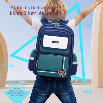 Nagy kapacitású iskolatáska fiúknak és lányoknak az 1-6. osztályban, 2025 tavaszi kiadás, terheléscsökkentő kialakítás