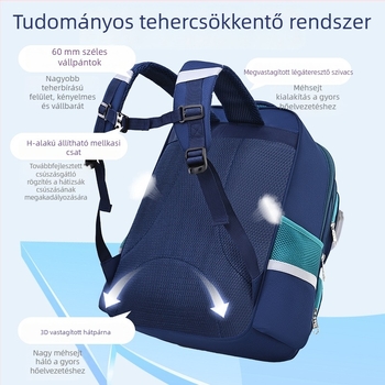 Nagy kapacitású iskolatáska fiúknak és lányoknak az 1-6. osztályban, 2025 tavaszi kiadás, terheléscsökkentő kialakítás