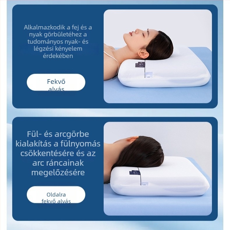 Pro dupla memóriahabos párna – nulla nyomás, lassú visszaalakulás, téglalap alakú, huzat 100% pamut, memóriahab töltet, szállodai és otthoni használatra, nyaki támasz