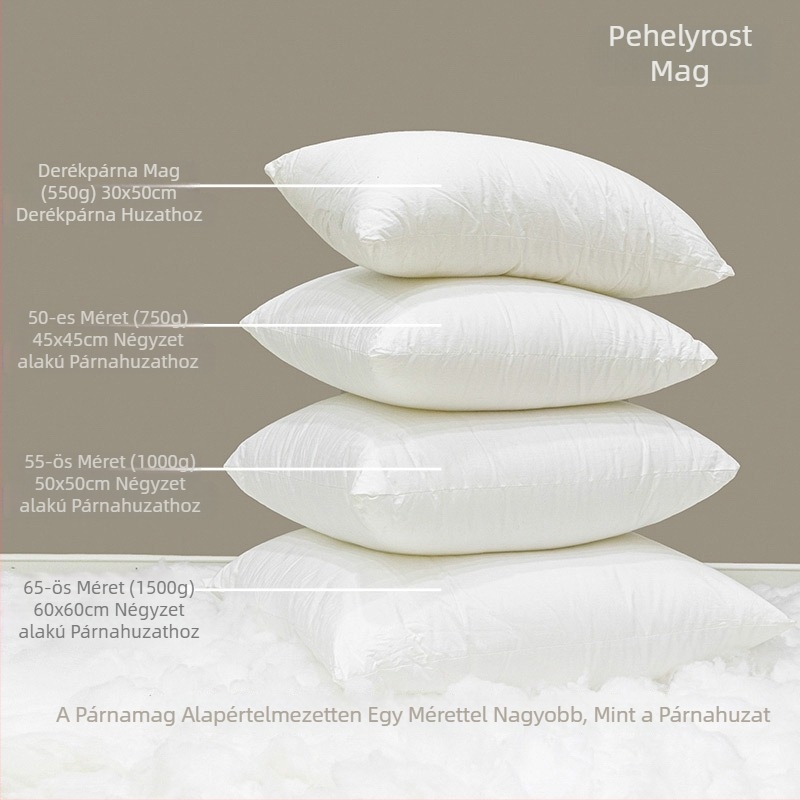 100% pamut huzatú párna belső töltete selyem-pamut töltettel, 50×50 cm, fehér, modern minimalista stílus