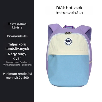Macaron színű hátizsák általános iskolába és óvodába, könnyű, színes blokkos dizájn, testreszabható, aranyos gyerekeknek