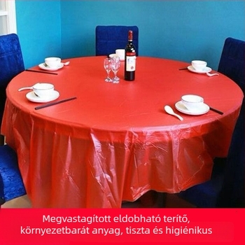 Vastagított egyszer használatos műanyag asztalterítő kör- és négyszögletes asztalokhoz, 10–100 darabos csomag, vízálló, szállodai és rendezvények számára