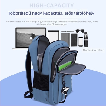 Személyre szabható férfi hátizsák, nagy kapacitású, üzleti‑casual stílusú, utazáshoz és iskolához laptop tárolóval