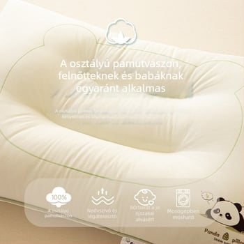 2025A osztályú teljes pamut Panda nyakpárna magja gyerekeknek, diákoknak és felnőtteknek; atkák elleni nyaki párna oldalsó alváshoz
