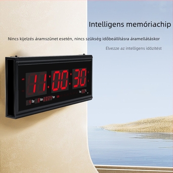 LED digitális falióra örök naptárral, nagy számok, hőmérő, hét- és hónap kijelző, ébresztő
