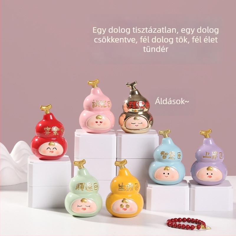 Gyanta karikatúra-stílusú tök alakú szerencsefigura dekoráció