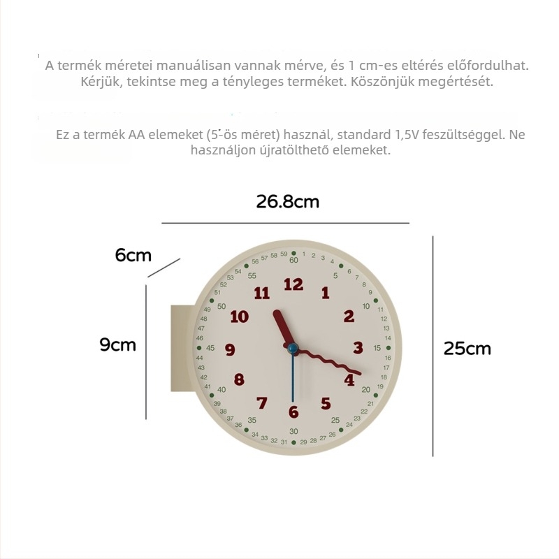 Kétoldalas sarokfalióra nappaliba, nordikus minimalist design, akril számlap, 15 mm-es vastagságú