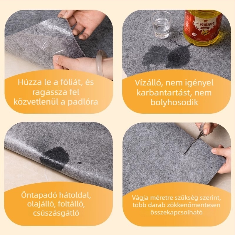 Havonta egyszer használható konyhai padlószőnyeg, öntapadó, mosás nélkül, olajálló, csúszásmentes, vízfelvevő, bejárati és konyhai használatra