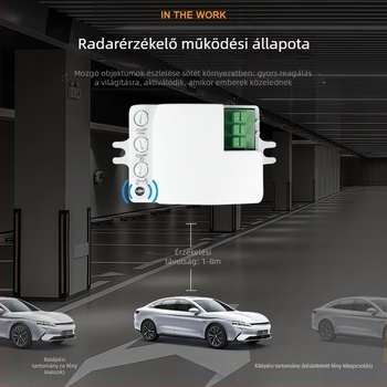 AC 220V 5.8 GHz mikrohullámú radar szenzoros kapcsoló modul lámpákhoz, állítható késleltetés 10 s és 12 perc között