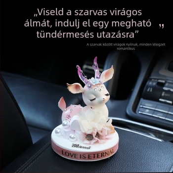 gyanta autó dekoráció szarvas motívummal és aromaterápiás illattal, luxus belső dekoráció, istennő-stílus