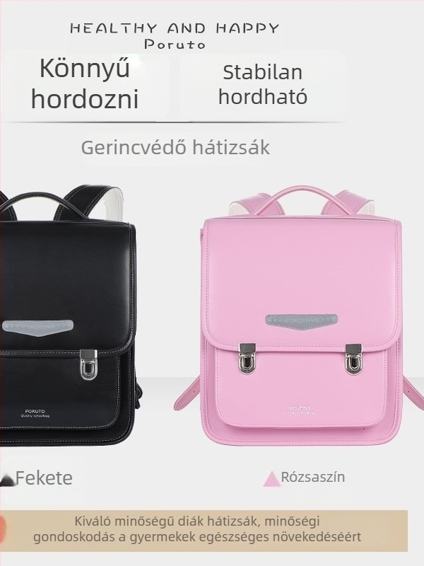 PU anyagú iskolatáska általános iskolás gyerekeknek, 1–6. osztály, uniszex, gerinc-támogatással