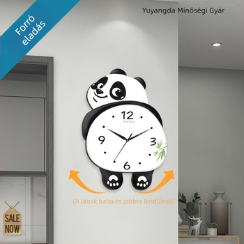Panda falióra lengő mechanizmussal, egyszerű, modern design, csendes működés, nappaliba, étkezőbe vagy hálószobába, kreatív