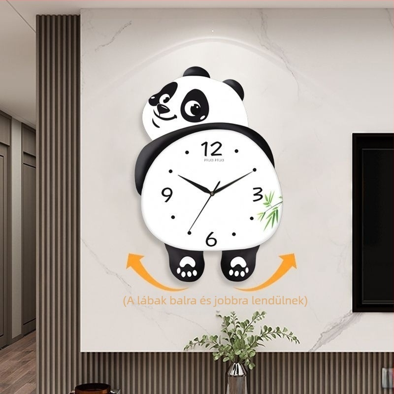 Panda falióra lengő mechanizmussal, egyszerű, modern design, csendes működés, nappaliba, étkezőbe vagy hálószobába, kreatív