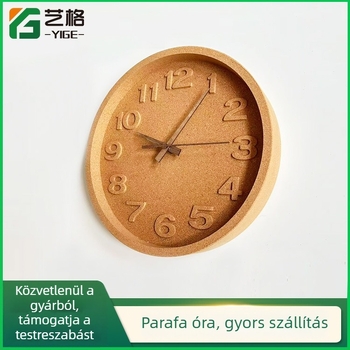 Természetes parafa falióra, fa ház, környezetbarát anyagok, európai stílusú dekoráció