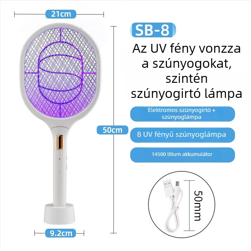 2-in-1 újratölthető elektromos szúnyoggyilkos és lámpa, beépített akkumulátor