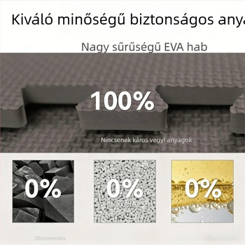 EVA habból készült összerakható padlólapok levél mintázattal, fekete-szürke, ütéscsillapítás, méret 30×30×1 cm