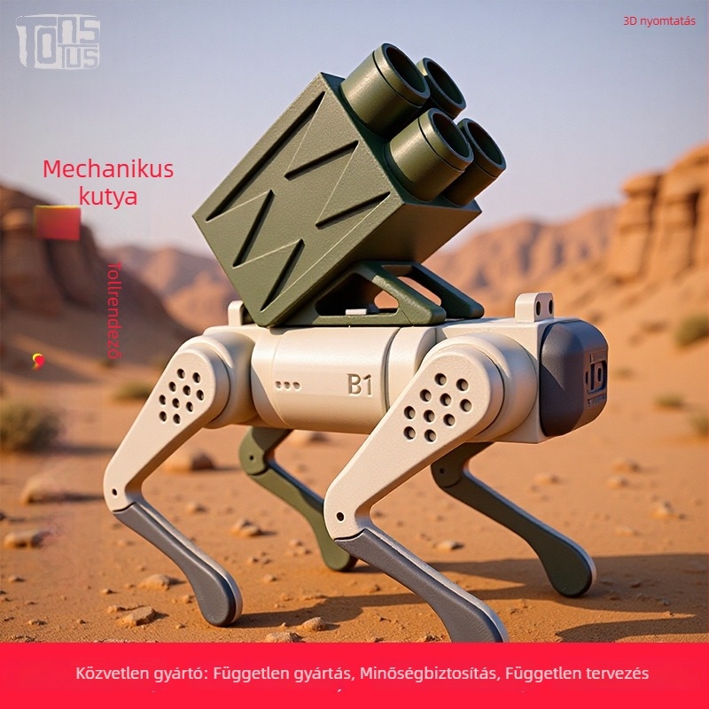 3D-nyomtatott mechanikus kutya tolltartó, új modell, PLA környezetbarát, katonai stílusú modell, kézzel készített